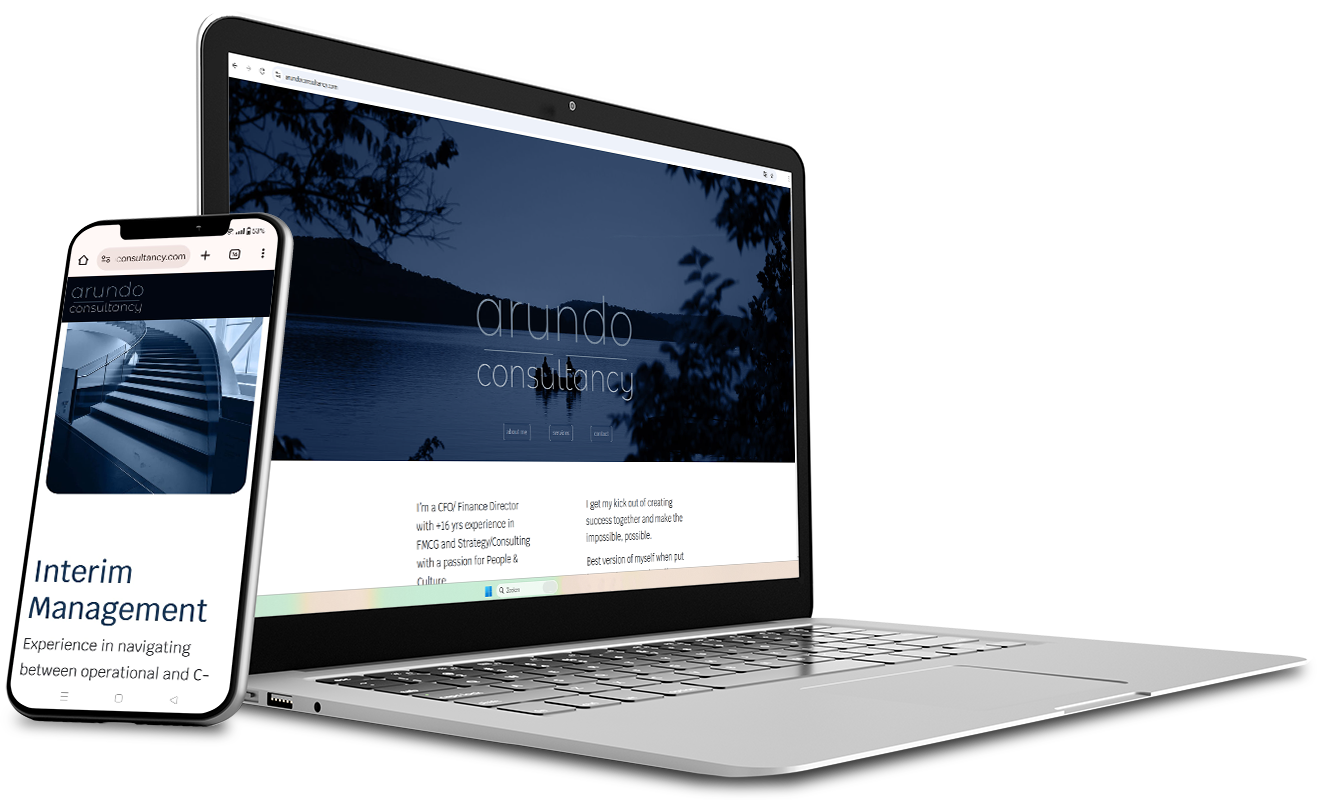 Telefoon en laptop met Arundo website ontwerp